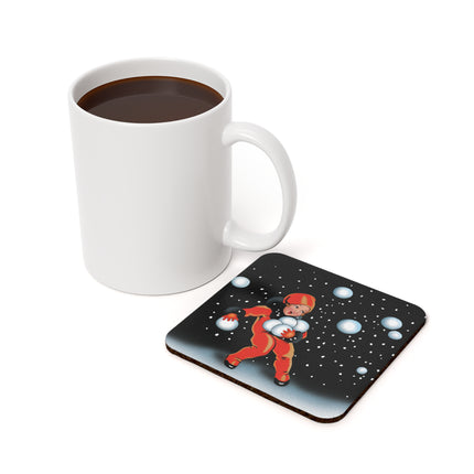 A Festive Snowball Cork Back Coaster