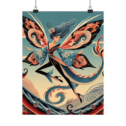 🐉🧚 Dragon Fairy of the Temple Matte Vertical Poster – Mystical Power & Ancient Elegance