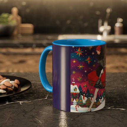 🎁✨ The Lady Of The Christmas Hatbox Colorful Mug – Art Deco Holiday Fantasy