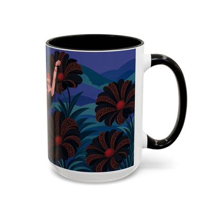 🖤🌺 The Midnight Floral Acrobat Colorful Mug – Art Deco Fashion Whimsy