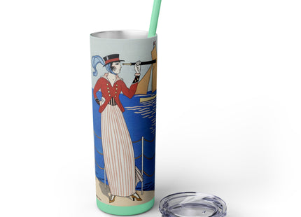 Costume de Yacht by George Barbier Skinny Tumbler with Straw, 20oz