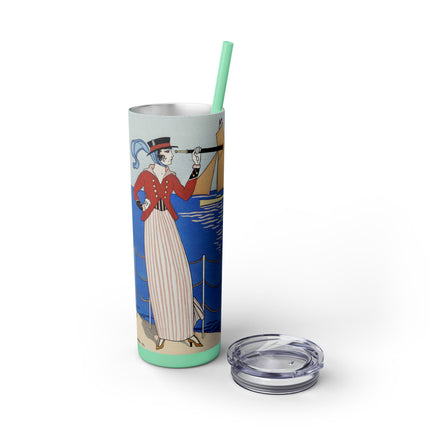 Costume de Yacht by George Barbier Skinny Tumbler with Straw, 20oz