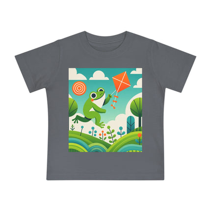 Young Frog’s Kite Adventure Baby T-Shirt – A Sky Full of Play