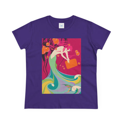 Mermaid Dive Women's Midweight Cotton Tee – Joyful Underwater Fantasy