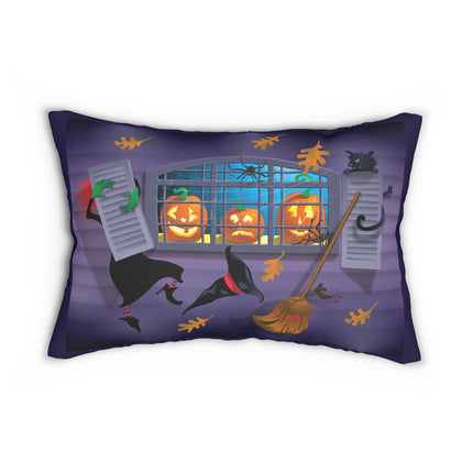 Whimsical Halloween Mischief Spun Polyester Lumbar Pillow