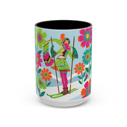 🎿🌸 The Winter Flower Adventurer Colorful Mug – Colorful Ski Fantasy