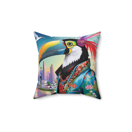 Cyber Toucan Chic Spun Polyester Square Pillow