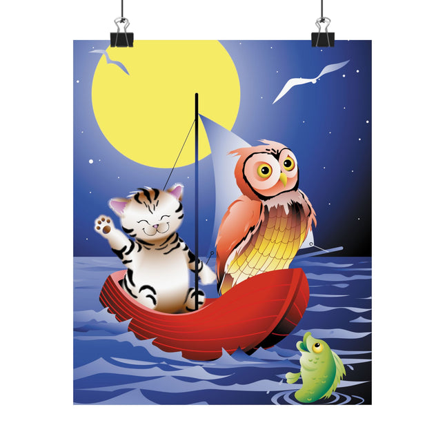 Embarking on a Moonlit Journey Premium Matte Vertical Posters