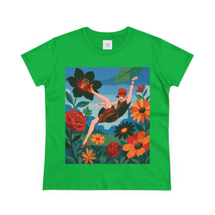 🌺✨ The Lady In The Fabulous Flowers Cotton Tee – Art Deco Floral Fantasy