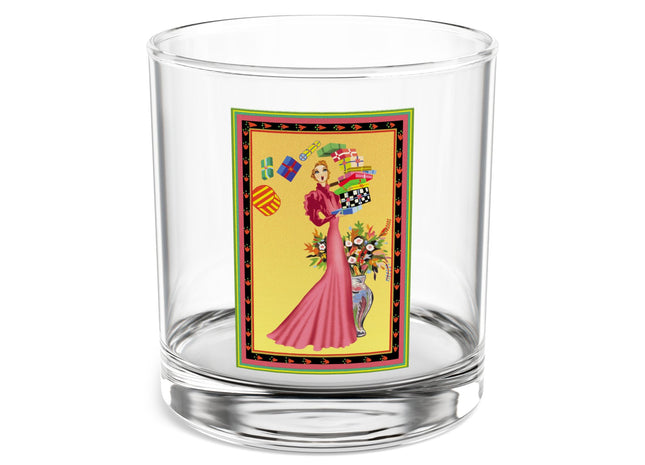 Elegant Holiday Woman with Gifts Rocks Glass, 10oz