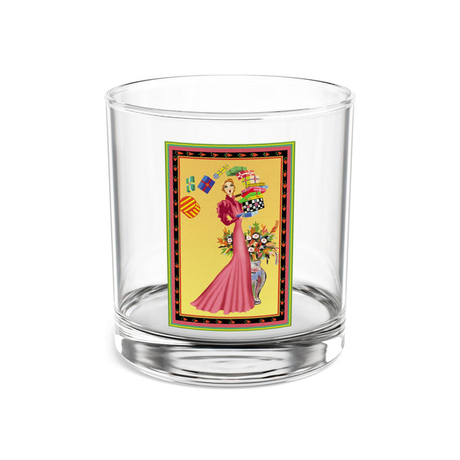 Elegant Holiday Woman with Gifts Rocks Glass, 10oz