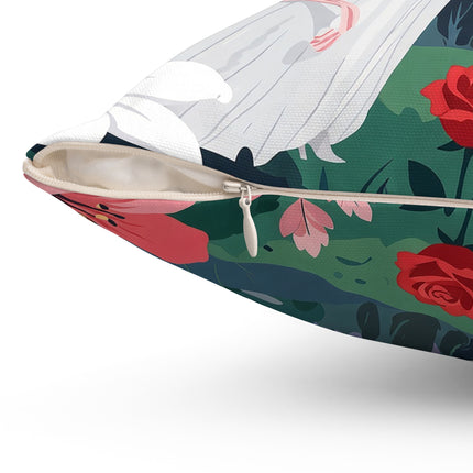 🌹💌 The Garden Of Blown Kisses Square Pillow – Art Deco Floral Romance