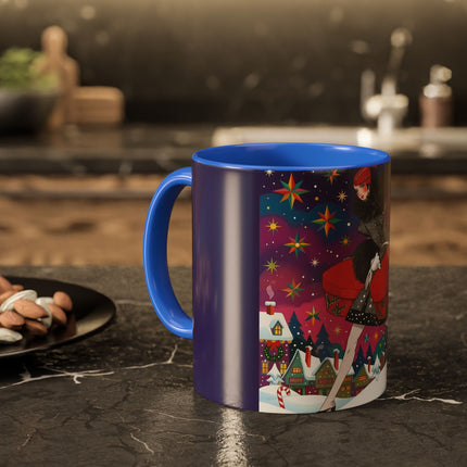 🎁✨ The Lady Of The Christmas Hatbox Colorful Mug – Art Deco Holiday Fantasy