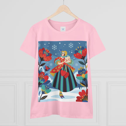 ❤️❄️ The Winter Heart Messenger Cotton Tee – Art Deco Winter Enchantment