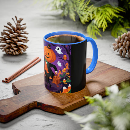 🎃🏮 The Pumpkin Gentleman's Moonlit Stroll Colorful Mug – Whimsical Halloween Charm