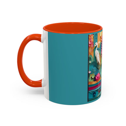 Elegant Egret Oasis Colorful Mugs (11oz, 15oz)