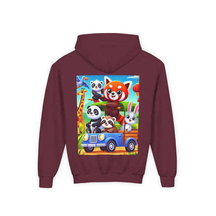 Safari Friends on the Move Youth Hooded Sweatshirt – Adventure, Friendship & Sunny Fun