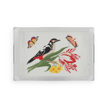 Woodpecker & Tulip Acrylic Serving Tray