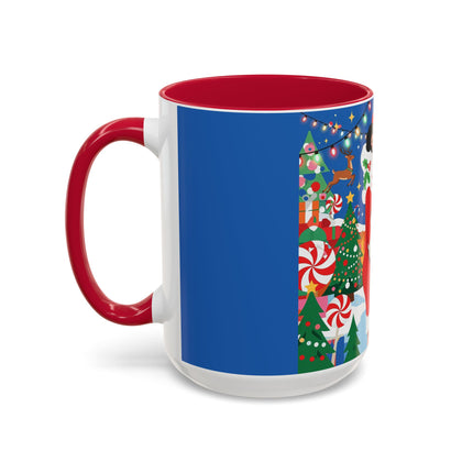 🦌🍬 The Lady Of The Peppermint Christmas Garden Colorful Mug – Colorful Art Deco Holiday Fantasy