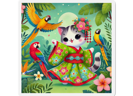 Parrot Dance of the Geisha Kitten Die-Cut Magnets (5 Sizes)