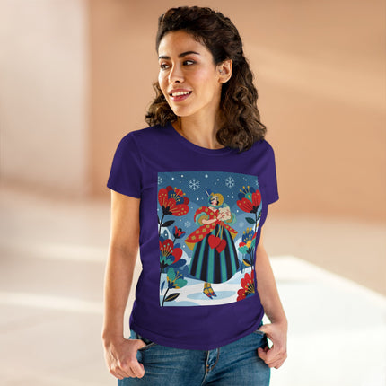 ❤️❄️ The Winter Heart Messenger Cotton Tee – Art Deco Winter Enchantment