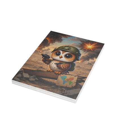 🦉💥 The Little Battlefield Scout Greeting Card – Whimsical Animal Adventure
