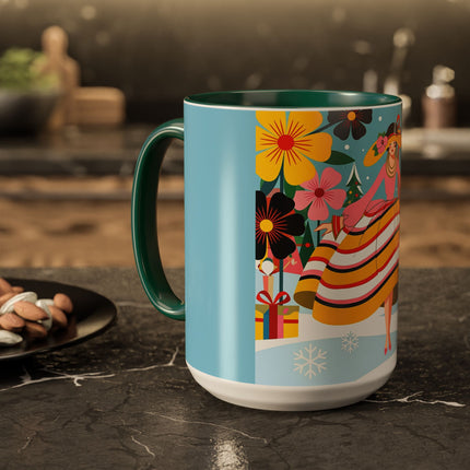 🌼🎄 The Christmas Blossom Belle Colorful Mug – Colorful Art Deco Holiday Fantasy