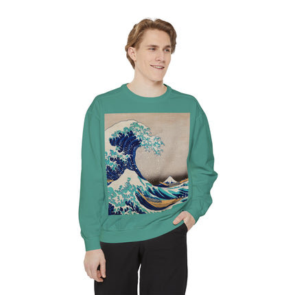 The Great Wave off Kanagawa by Katsushika Hokusai Garment-Dyed Sweatshirt