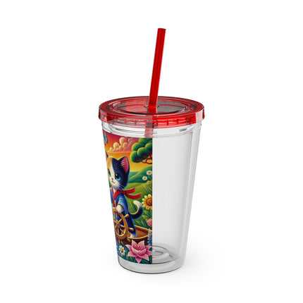 Sailor Kitten’s River Adventure Sunsplash Tumbler with Straw, 16oz