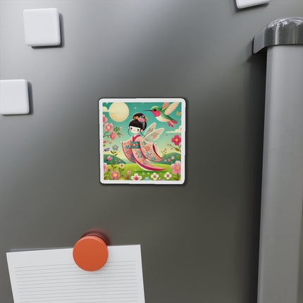 Geisha Fairy and the Hummingbird Blossom Die-Cut Magnets (5 Sizes)
