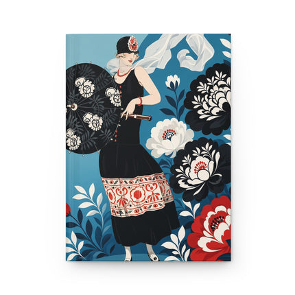 🌺🖤 The Art Deco Floral Parasol Hardcover Journal – Vintage Fashion Elegance