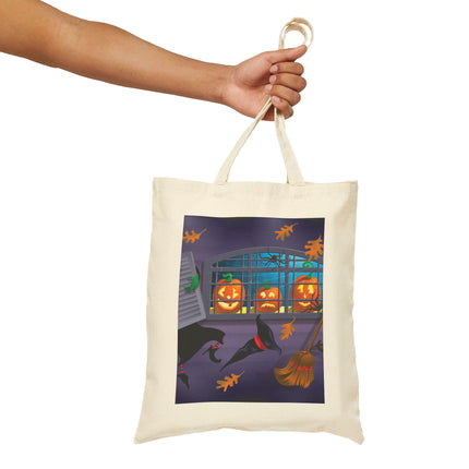 Whimsical Halloween Mischief Cotton Canvas Tote Bag