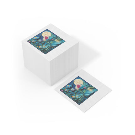Ethereal Moonlit Lake White Coined Napkins