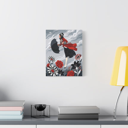 🌹☂️ The Lady In The Storm Placemat – Art Deco Floral Drama