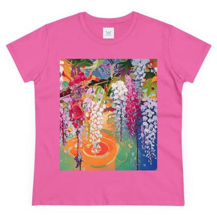 Women's Golden Wisteria Print Midweight Cotton Tee