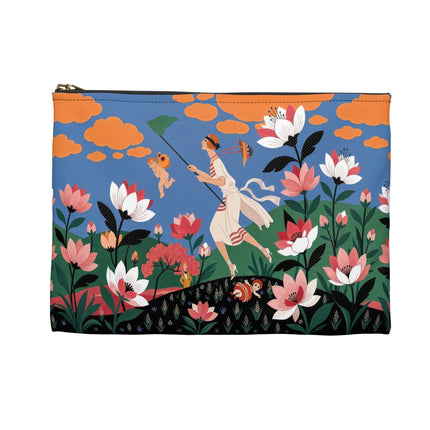 🪁🌺 The Lady Of The Flying Garden Accessory Pouch – Art Deco Floral Fantasy
