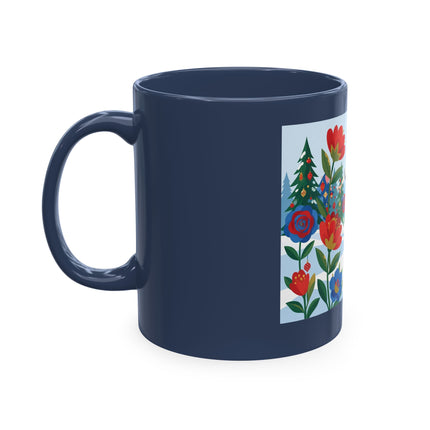 🌹🎄 The Lady Of The Holiday Roses Ceramic Mug – Art Deco Christmas Elegance