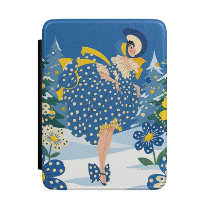 💙🌼 The Bluebell Christmas Promenade Kindle Case – Art Deco Holiday Fantasy