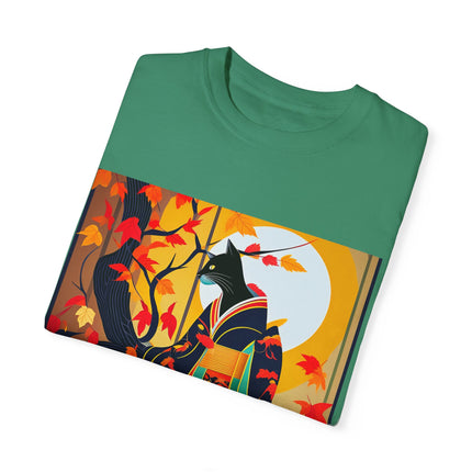 Black Cat in Kimono Unisex Garment-Dyed T-shirt