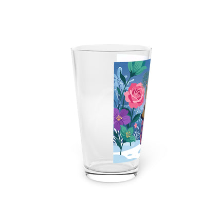 🌹❄️ The Holly Rose Of Winter Pint Glass – Art Deco Christmas Garden