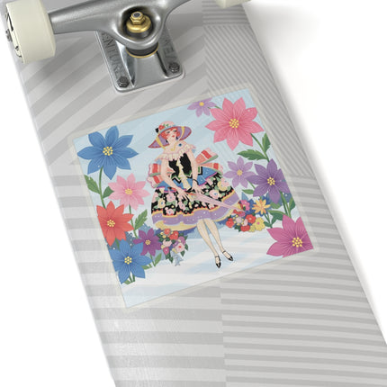 🌸❄️ The Winter Blossom Stroll Kiss-Cut Sticker – Art Deco Snow Garden Fantasy