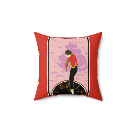 Woman Waiting for her Beloved at 1:59 by Kobayashi Kaichi Spun Polyester Square Pillow