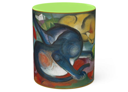 Two Cats, Blue and Yellow by Franz Marc Colorful Mugs, 11oz
