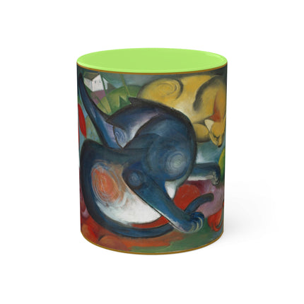 Two Cats, Blue and Yellow by Franz Marc Colorful Mugs, 11oz