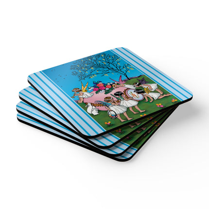 Enchanted Easter Gathering Corkwood Coaster Set