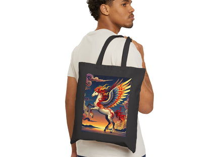 Flame-Winged Horse at Sunset Cotton Canvas Tote Bag
