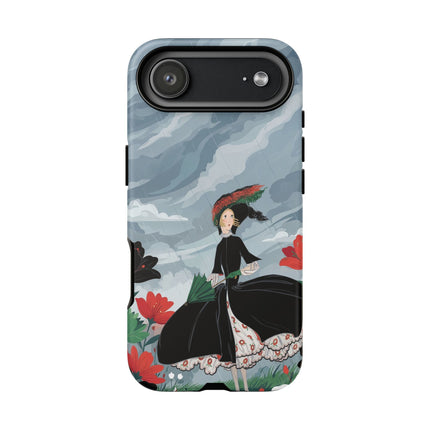 🌧️🌺 The Stormy Flower Walk Phone Case – Art Deco Floral Fashion
