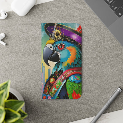 🦜⚡ Tech Plumes Flip Case – Neon Feathers & Futuristic Brilliance