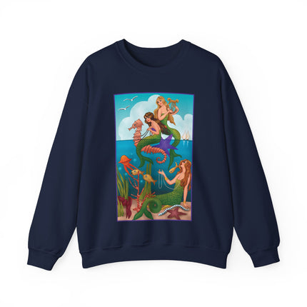 Three Mermaids with Strings of Pearls by Carlo Chiostri Heavy Blend™ Crewneck Sweatshirt