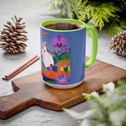 The Lady Of The Lotus Voyage Colorful Mugs – Art Deco Botanical Elegance